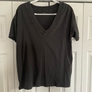 Aerie Charcoal V-Neck Short Sleeve Tee